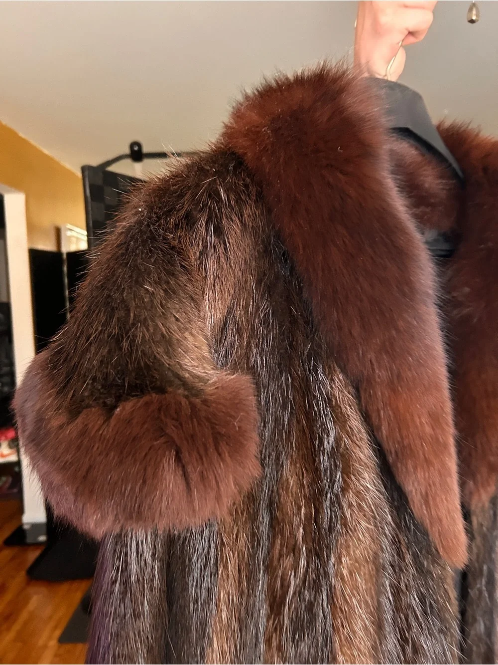 Fur Coat Vintage Long Hair Beaver Fox Shawl Collar Après Ski 80s Glam Plush Shag